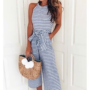 Striped vacation casual Jumpsuit